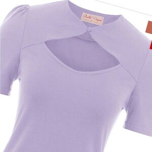 Vintage Short Sleeve Hollowed Front Cotton Top